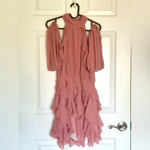 Zara Elegant Pink Ruffled Mini Dress